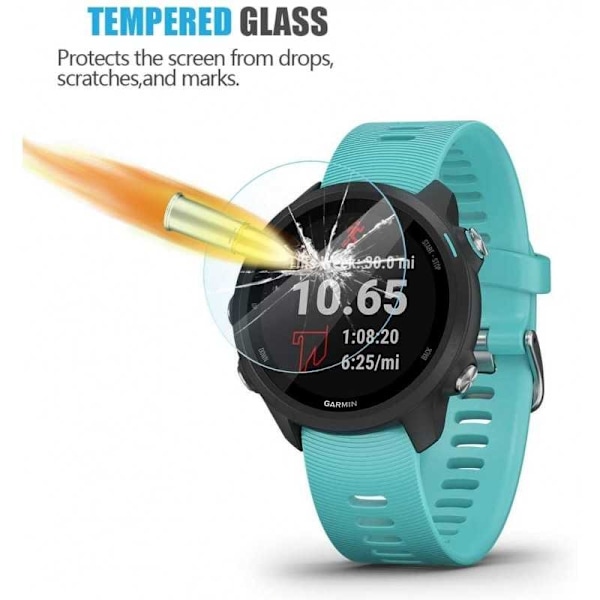 2-PAK Garmin Forerunner 245 hærdet glas 0,2 mm 9H 2,5D Transparent