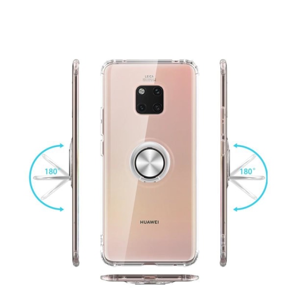 Huawei Mate 20 Pro stødsikkert cover med ringholder frisk Transparent