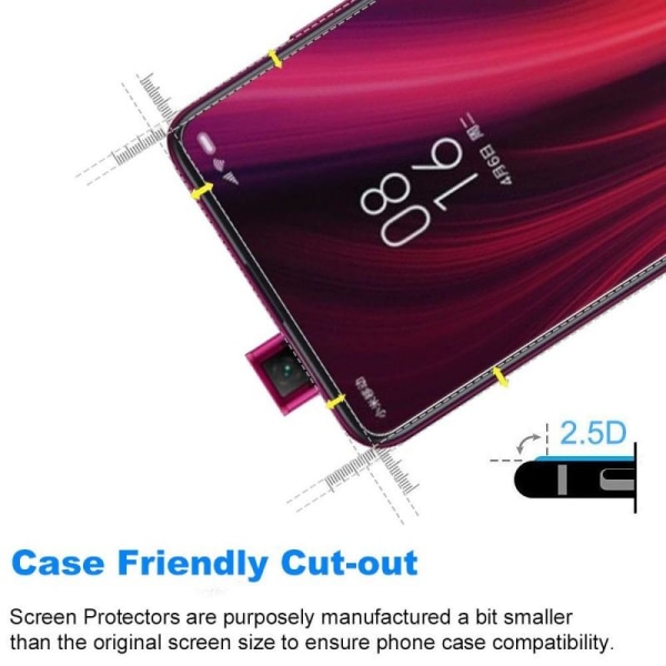 2-PACK Xiaomi Mi 9T Pro Härdat glas 0.26mm 2.5D 9H Transparent