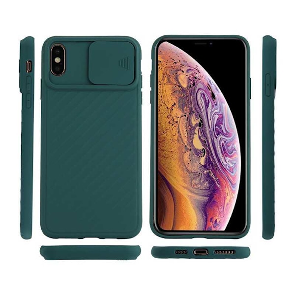 iPhone XS Max Stöttåligt Skal Inbyggd Kamerskydd CamShield Grön