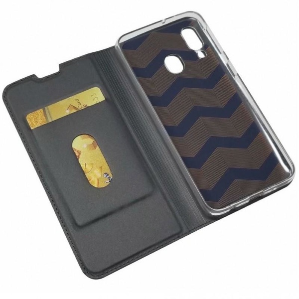 Samsung A40 Flip Case Skin Pro korttilokerolla (SM-A405FN/DS) Black