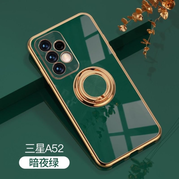 Samsung A52 / A52s 4G / 5G Elegant og stødsikkert cover med ring Mörkgrön