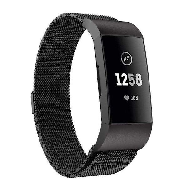 Fitbit Charge 3 Armband Milanesisk Loop Svart