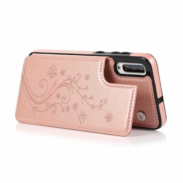 Samsung A70 Shockproof Cover Card Holder 3-SLOT Flippr V2 Pink gold