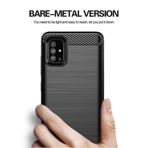 Samsung Galaxy A71 Iskunkestävä SlimCarbon suojakuori Black