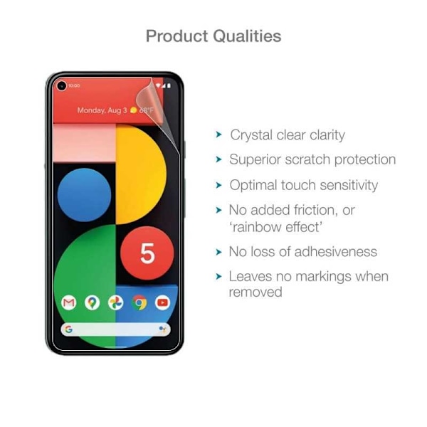 3-PACK Google Pixel 5 Premium CrystalClear näytönsuoja Transparent