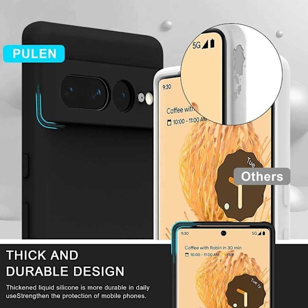 Google Pixel 7a Gummibelagd Mattsvart Silikon Skal med Kameraskydd Svart