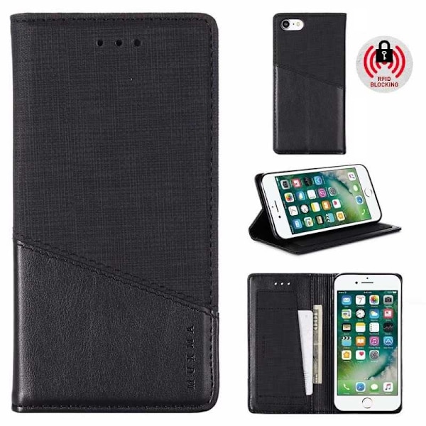 iPhone SE (2020 & 2022) Elegant etui i PU-læder med RFID-blok Black