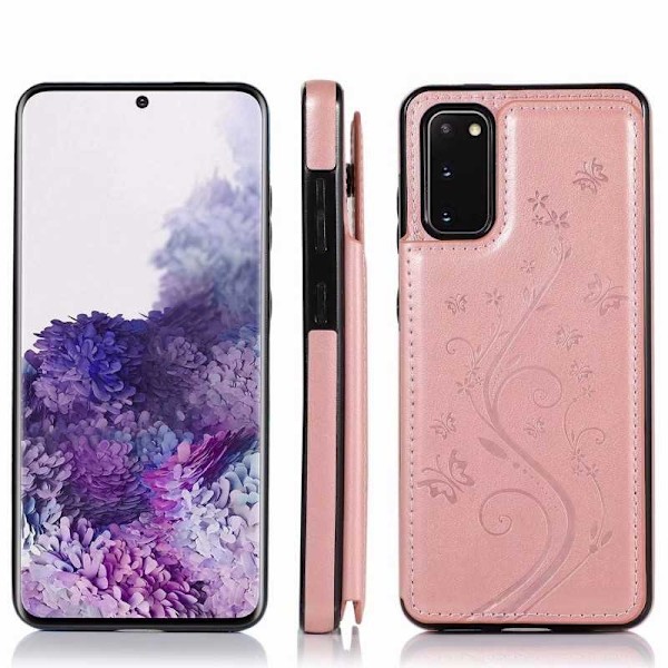 Samsung S20 Plus iskunkestävä kotelo, 3-taskuinen Flippr V2 Pink gold