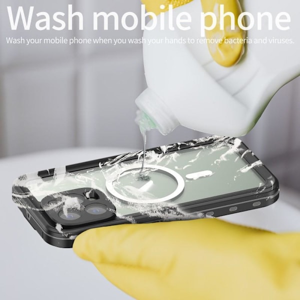iPhone 14 Pro Heltäckande Vattentät Premium Skal - 2m Transparent