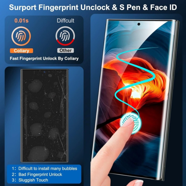 Samsung S24 Ultra FullFrame 0,26 mm 2,5D 9H hærdet glas