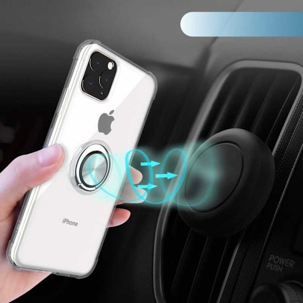 iPhone 11 Iskunkestävä suojus sormustelineellä Fresh Transparent