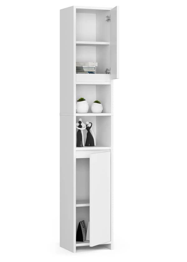 Badrumshylla Uni Vit 2 dörrar 4 hyllplan 180 cm
