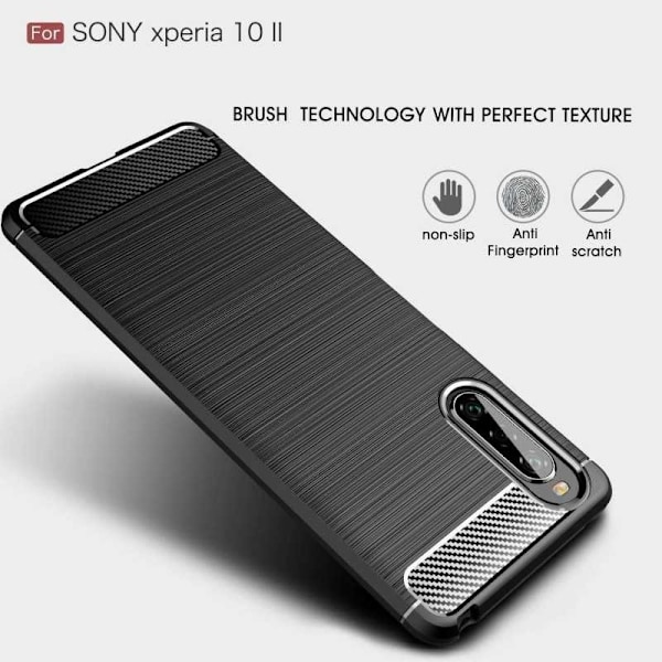 Xperia 10 II -iskunkestävä SlimCarbon-suojus (XQ-AU52) Black