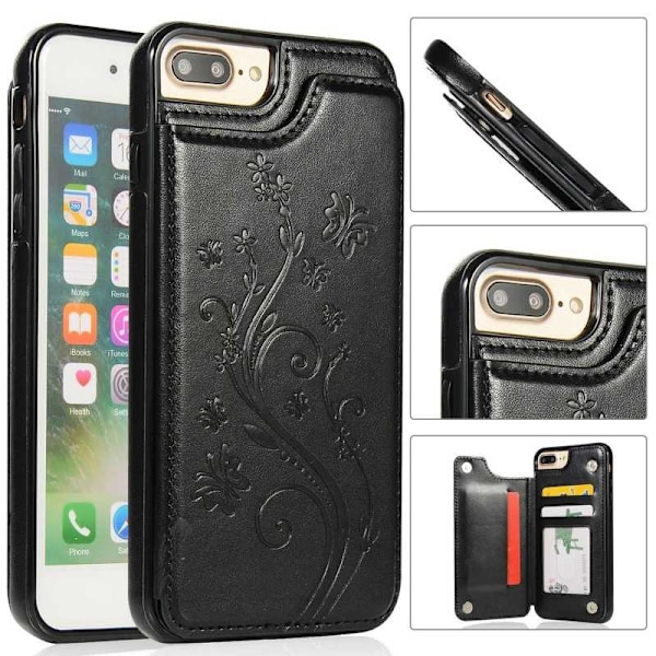 iPhone 7 Plus / 8 Plus Shockproof Case Kortholder 3-POCKET Flippr V2 Black