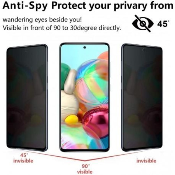 2-PACK Samsung A72 5G Privacy Hærdet glas 0,26 mm 2,5D 9H Transparent