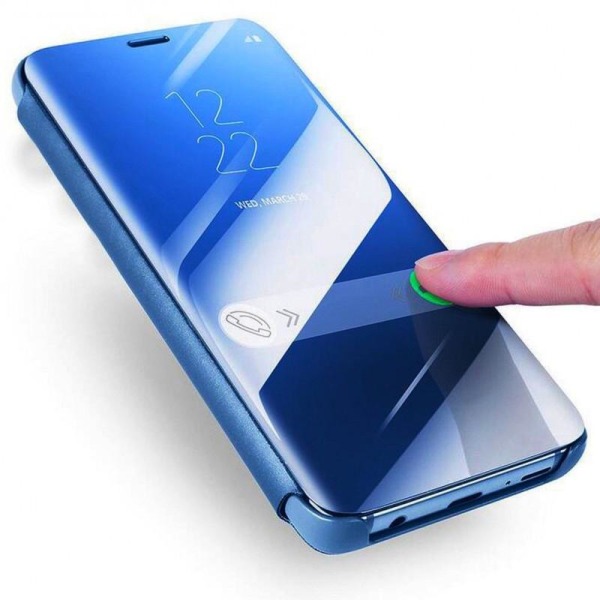 Samsung A7 2018 Smart Flip Case Clear View Standing V2 Rocket Black