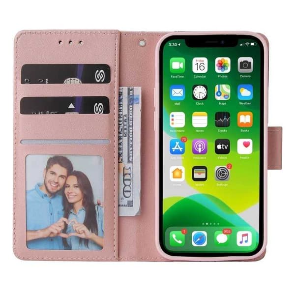 iPhone 14 Plus Trendigt Plånboksfodral Sparkle 4-FACK Rosa