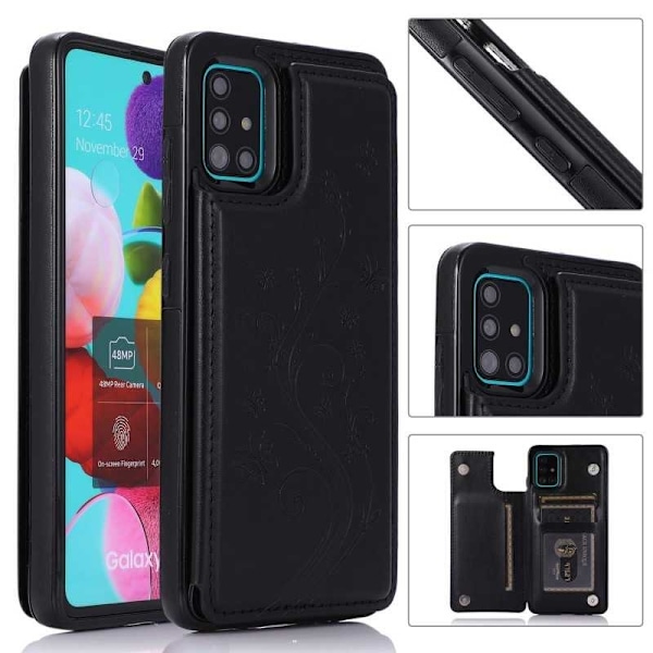 Samsung A51 Iskunkestävä kotelo, 3-taskuinen Flippr V2 Black