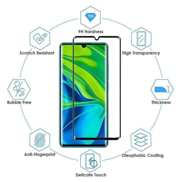 Xiaomi Mi Note 10 / 10 Pro Härdat Glas 3D 0.26mm 9H Fullframe Transparent