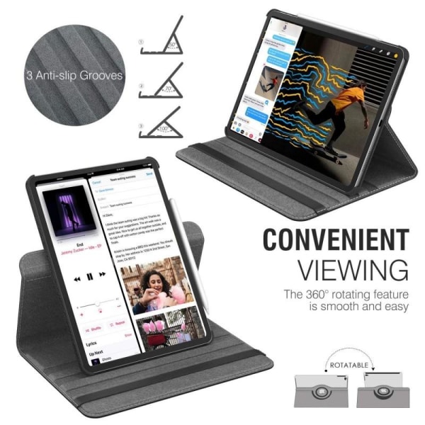 Flexibelt Roterbar Fodral iPad Pro 12.9" 2018 Svart