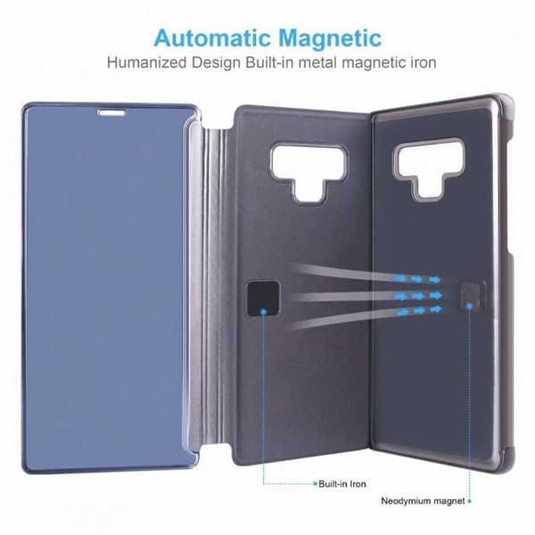 Samsung Note 9 Smart Flip Case Clear View Seisova V2 Rocket Svart