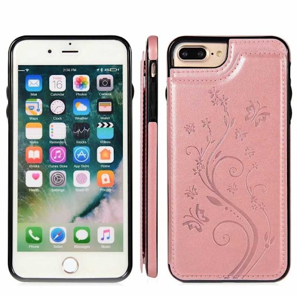 iPhone 8 Plus Stöttåligt Skal Korthållare 3-FACK Flippr V2 Rosa guld