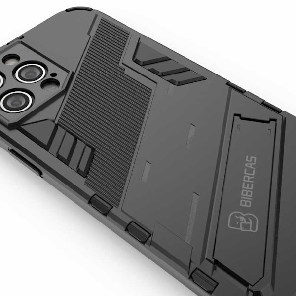 iPhone 13 Pron iskunkestävä kotelo jalustalla ThinArmor V2 Mörkgrön