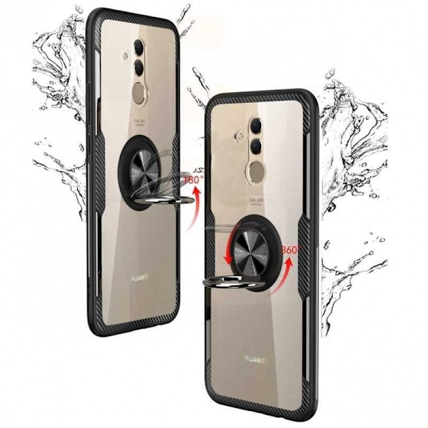 Mate 10 Pro Praktisk Stöttåligt Skal med Ringhållare V4 Svart