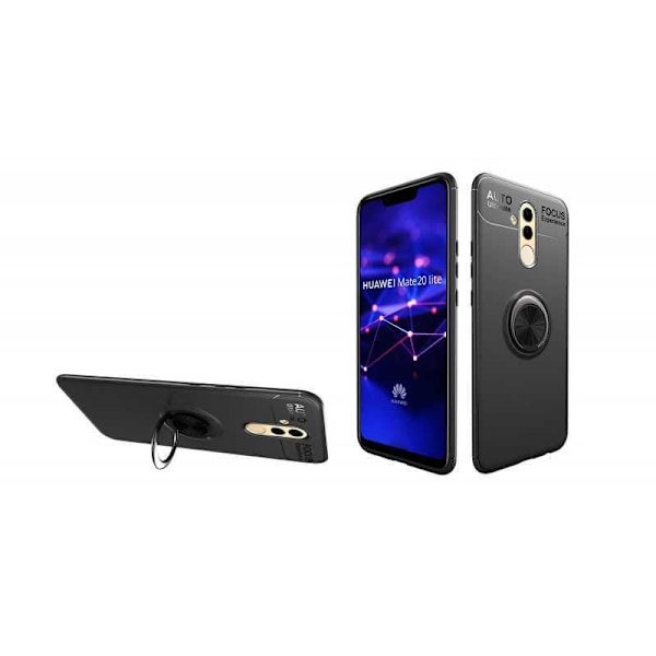 Mate 20 Lite Praktisk Stöttåligt Skal med Ringhållare V3 SNE-LX1 Svart