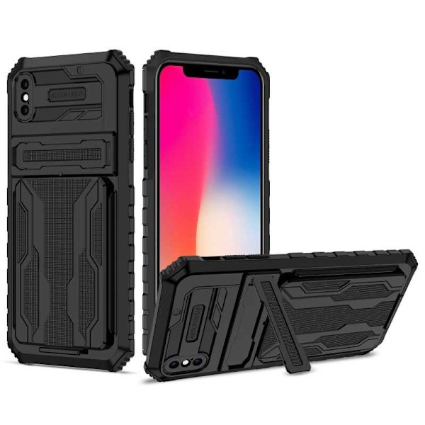 iPhone XS Max Stöttåligt Skal Kickstand & Kortfack ThinArmor V3 Svart