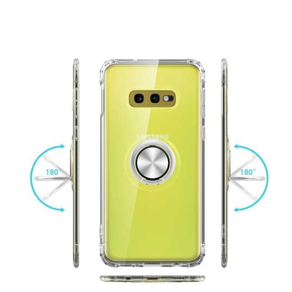 Samsung S10e Iskunkestävä kansi sormustelineellä Fresh Transparent