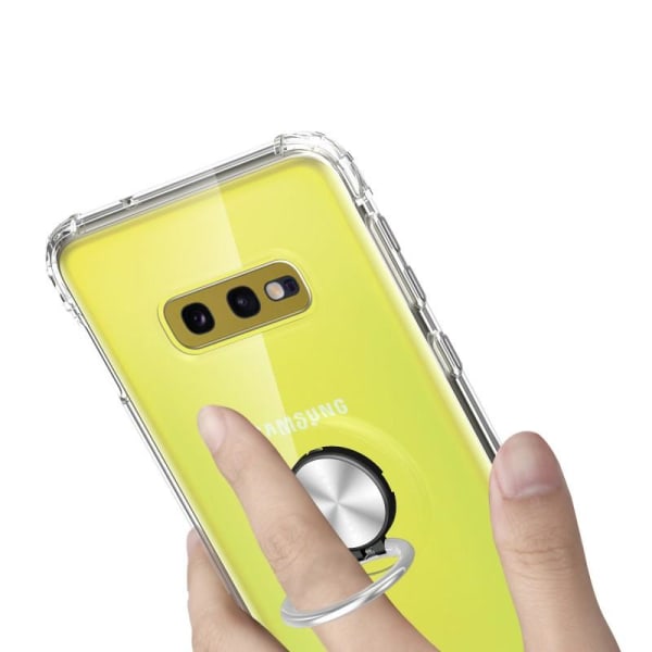Samsung S10e Iskunkestävä kansi sormustelineellä Fresh Transparent