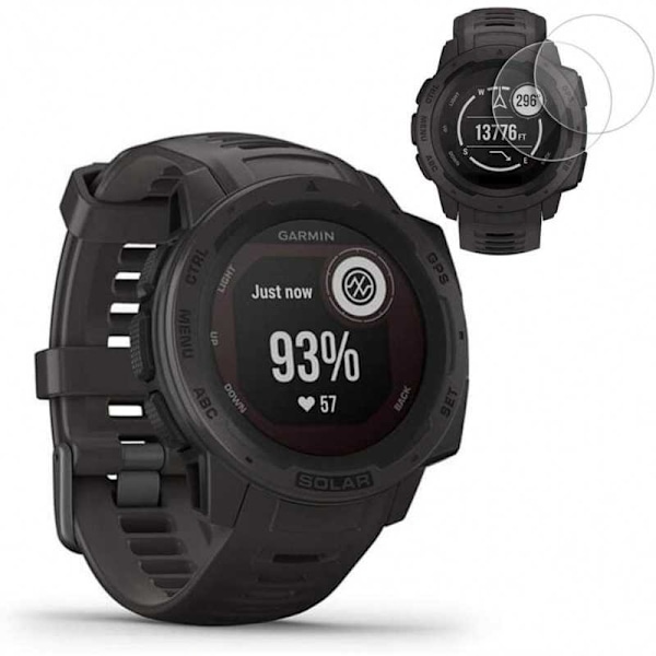 2-PACK Garmin Instinct Solar hærdet glas 0,2 mm 9H 2,5D Transparent