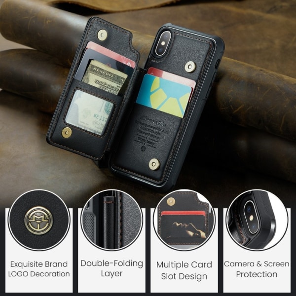 CaseMe Shockproof Cover Kortholder Stander 4-rums iPhone XS Max