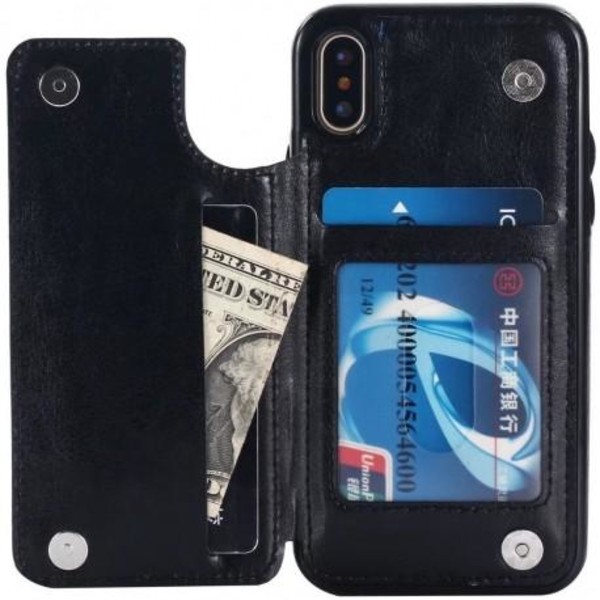 iPhone XS Max Shockproof Case Kortholder 2-POCKET Flippr® Svart