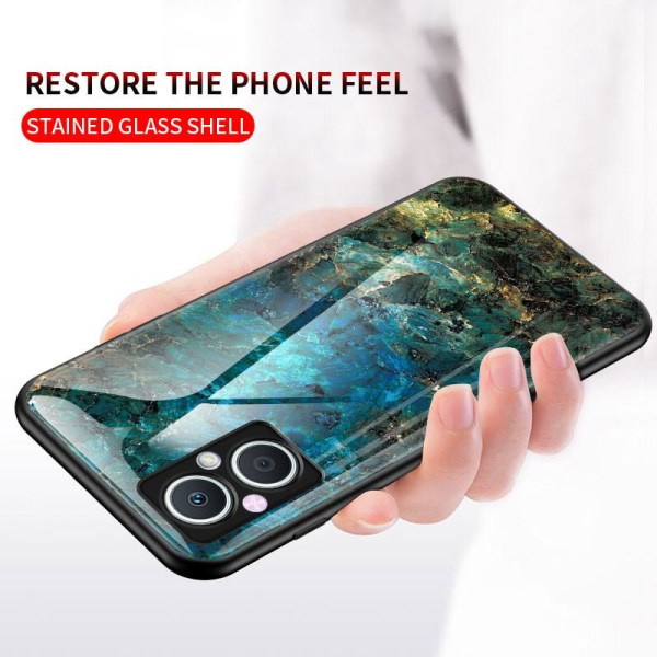 OnePlus Nord N20 5G Marmorskal 9H Härdat Glas Baksida Glassback MultiColor Svart/Vit