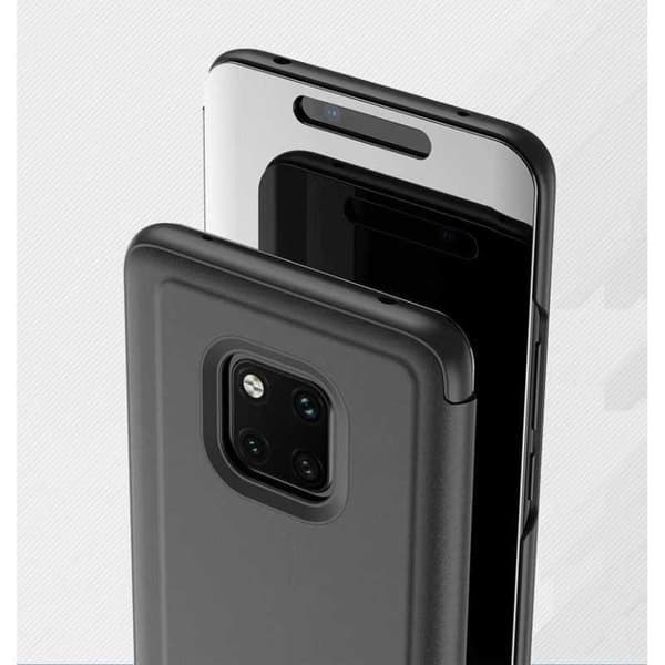 Mate 20 Pro Smart Flip Case Clear View Seisova V2 Rocket Svart