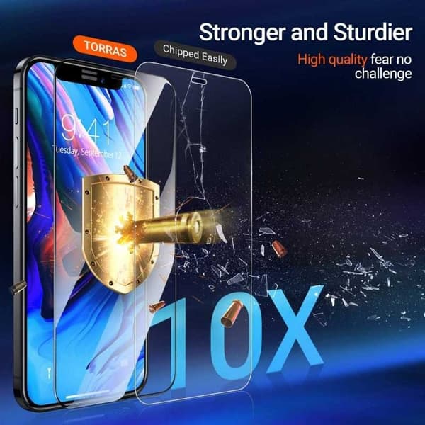 2-PACK iPhone 12 FullFrame 0,26 mm 9H karkaistu lasi Transparent