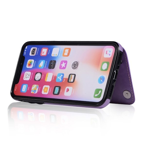 iPhone X / XS Stöttåligt Skal Korthållare 3-FACK Flippr V2 - Lila