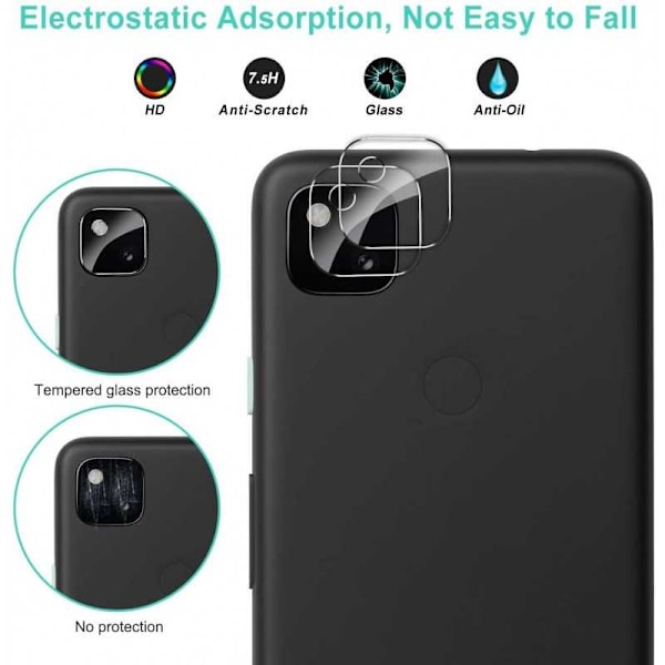 2-PACK Google Pixel 4a 4G/LTE Kamera Skydd Linsskydd Transparent