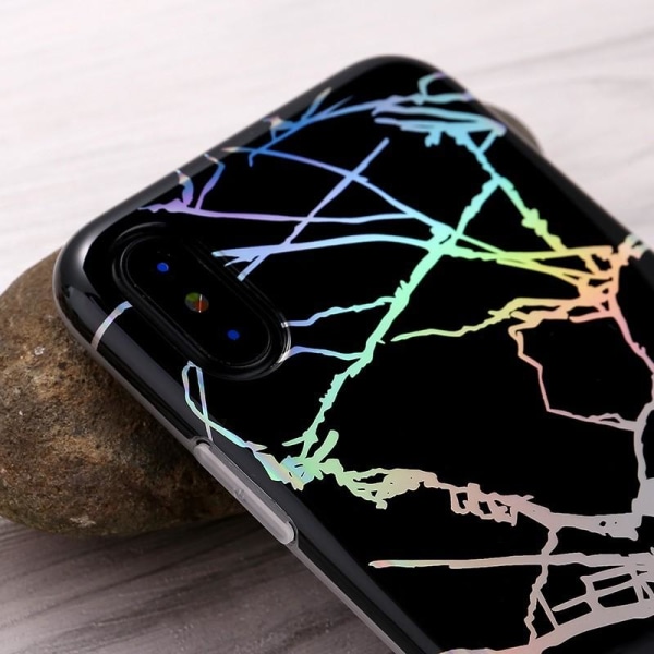 iPhone X eksklusivt støtdempende Marble Shell Lazr Svart