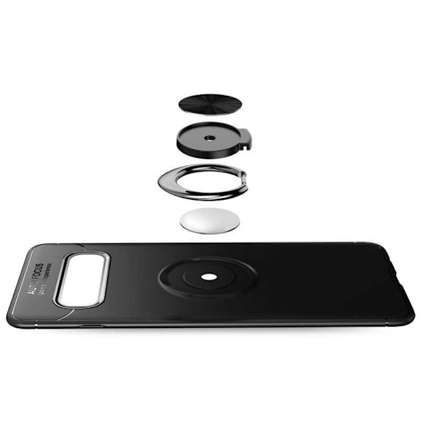 Samsung S10e Praktisk Stöttåligt Skal med Ringhållare V3 (SM-G970F) Svart