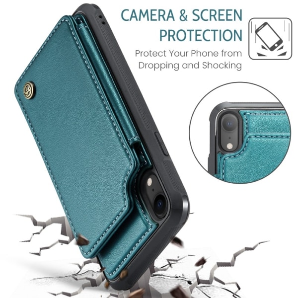 CaseMe Stöttåligt Skal Korthållare Stativ 4-Fack iPhone XR Grön