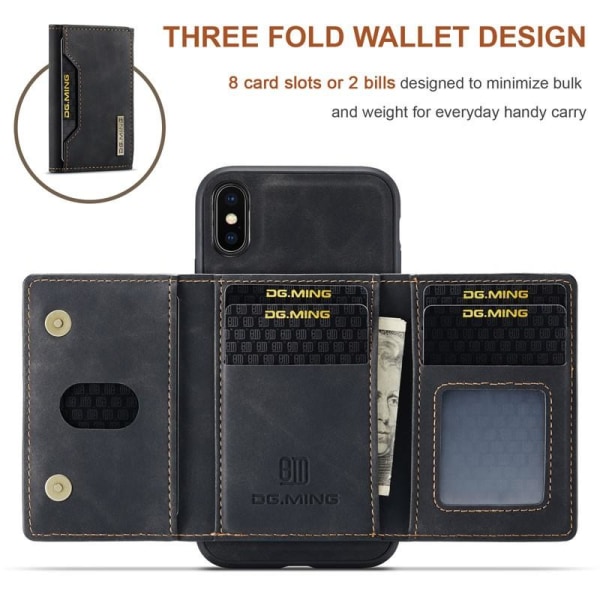 8-SLOT iPhone X / XS stødsikkert cover med magnetisk kortholder Black