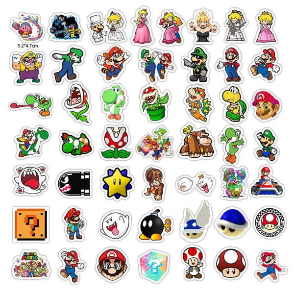 50-PACK Nintendo Super Mario Vattentåliga Klistermärken Vit