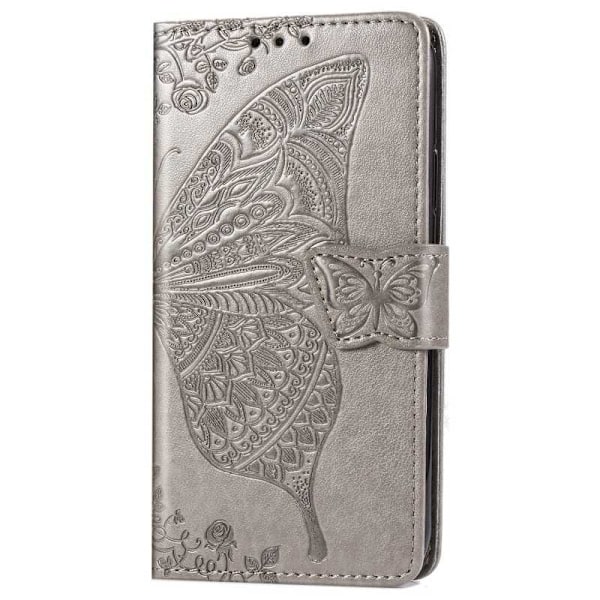 iPhone X / XS -lompakkokotelo PU-nahkainen 4-POCKET Motif Butterfly Rosenguld