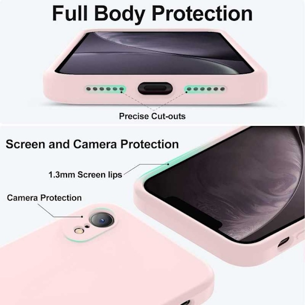 iPhone XR Gummibelagd Mattrosa Skal Kameraskydd Liquid - Rosa