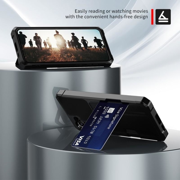 Samsung S23 Ultra Iskunkestävä kansi korttipaikalla Solid V2 Black