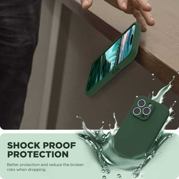 iPhone 16 Pro Gummibelagd Mattgrönt Skal Kameraskydd Liquid - Grön